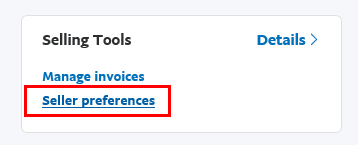 Paypal seller preferences