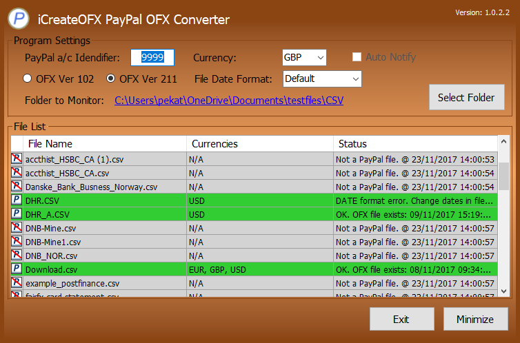 iCreateOFX PayPal CSV to OFX